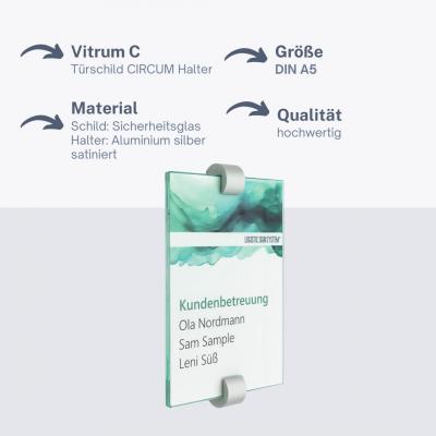 Tuerschild Vitrum C von Logistic Sign System Glasschild für Büro aus Glas DIN A5